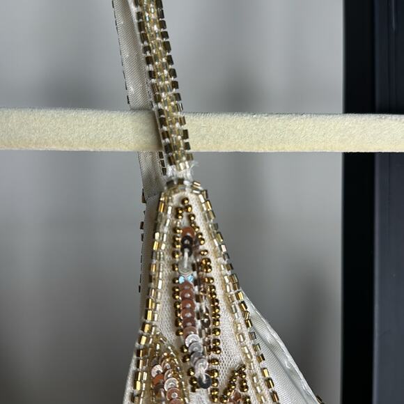 NWT MAC DUGGAL Nude Gold Beaded Embellished Leaf Evening Gown Women’s - Picture 12 of 16